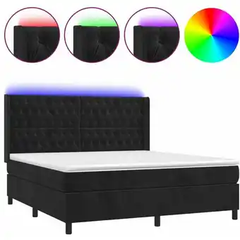 ManoMano Bettrahmen Einzelbett,Bettgestell und Polsterbett,Boxspringbett mit Matratze & led Schwarz 180x200 cm Samt Bonnevie 83944 - S Angebot