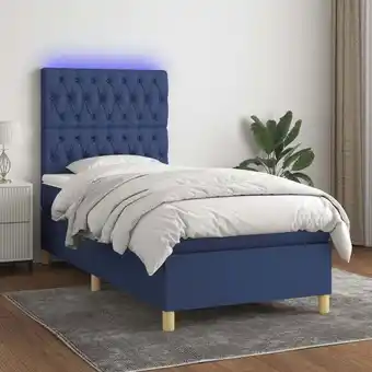 ManoMano Boxspringbett mit Matratze & LED,Schlafzimmerbett,Polsterbett,Hotellbett Blau 100x200 cm Stoff XJYX68475 Maisonchic Angebot