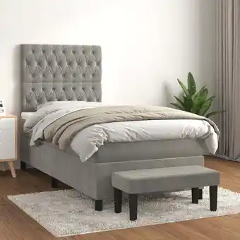 ManoMano Boxspringbett mit Matratze,Schlafzimmerbett,Polsterbett,Hotellbett Hellgrau 90x200 cm Samt FRJR416772 Maisonchic Angebot