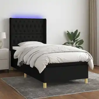 ManoMano Boxspringbett mit Matratze & led Bett für Erwachsene Schlafzimmerbett Schwarz 100x200 cm Stoff NGIVN3801488 Bonnevie Angebot