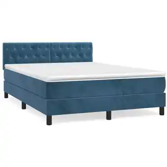 ManoMano Boxspringbett mit Matratze,Betten für Erwachsene,Bettgestell und Polsterbett,Schlafzimmerbett Dunkelblau 140x190 cm Samt -Mai Angebot