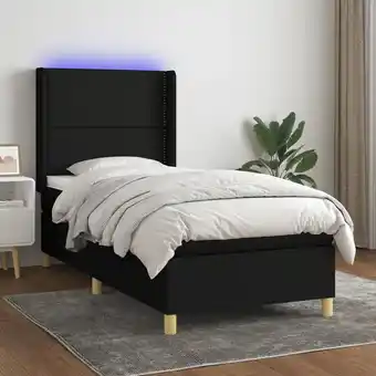 ManoMano Boxspringbett mit Matratze & LED,Schlafzimmerbett,Polsterbett,Hotellbett Schwarz 100x200 cm Stoff DXJT634734 Maisonchic Angebot