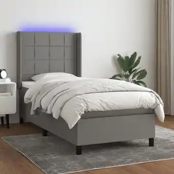 ManoMano Boxspringbett mit Matratze & led Bett für Erwachsene Schlafzimmerbett Dunkelgrau 90x190 cm Stoff NGIVN2839721 Bonnevie Angebot