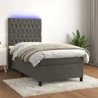 ManoMano Boxspringbett mit Matratze & led Bett für Erwachsene Schlafzimmerbett Dunkelgrau 90x200 cm Samt NGIVN7356919 Bonnevie Angebot