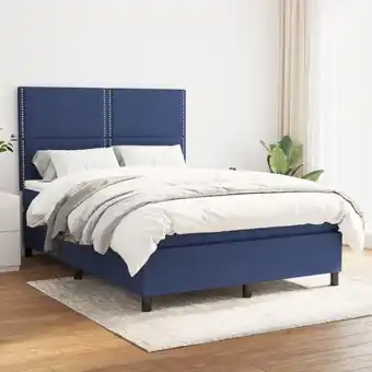 ManoMano Boxspringbett mit Matratze Bett für Erwachsene Schlafzimmerbett Bett für Erwachsene Schlafzimmerbett Blau 140x200 cm Stoff NG Angebot