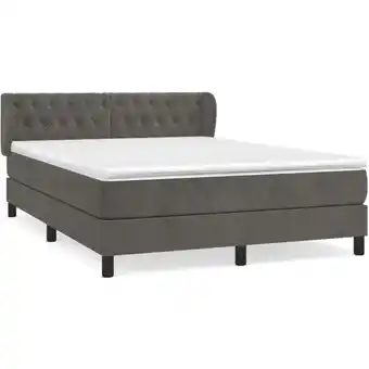 ManoMano Bettrahmen Einzelbett,Bettgestell und Polsterbett,Boxspringbett mit Matratze Dunkelgrau 140x190 cm Samt Bonnevie 81625 Angebot