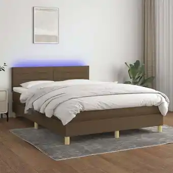 ManoMano Boxspringbett mit Matratze & led Bett für Erwachsene Schlafzimmerbett Dunkelbraun 140x200 cm Stoff NGIVN4597823 Bonnevie Angebot