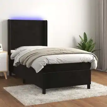 ManoMano Boxspringbett mit Matratze & led Bett für Erwachsene Schlafzimmerbett Schwarz 90x200 cm Samt NGIVN1343616 Bonnevie Angebot