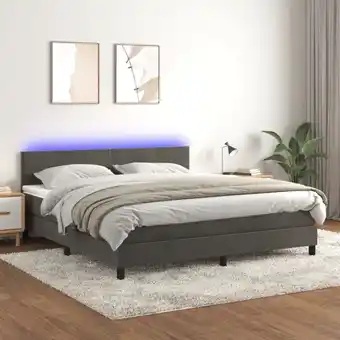 ManoMano Boxspringbett mit Matratze & led Bett für Erwachsene Schlafzimmerbett Dunkelgrau 160x200 cm Samt NGIVN5518053 Bonnevie Angebot