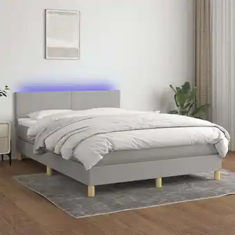 ManoMano Boxspringbett mit Matratze & led Bett für Erwachsene Schlafzimmerbett Hellgrau 140x190 cm Stoff NGIVN7345976 Bonnevie Angebot