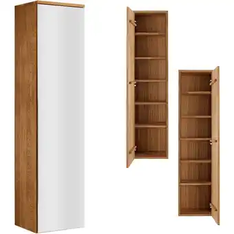 ManoMano Garderobenschrank Eiche massiv geölt SALACH-64 mit Spiegel, B/H/T: ca. 40/165/35 cm - braun Angebot