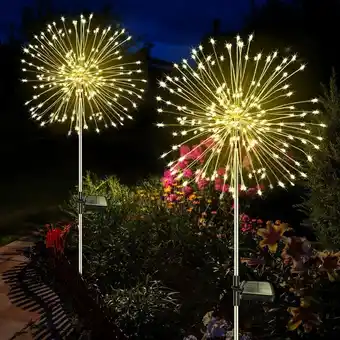 ManoMano Solarleuchten für den Außenbereich, Garten, 2 Stück, 120 LEDs, Solar-Feuerwerk, 8 Modi, wasserdichtes Licht, Solar-Löwenzahn- Angebot