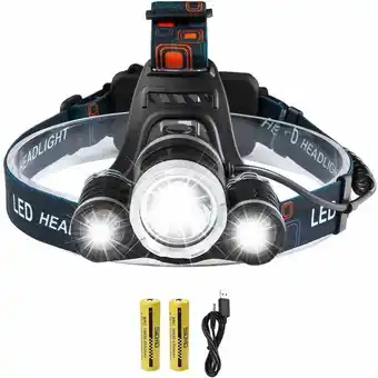 ManoMano 5000LM xml T6 led Front Taschenlampe 3 Wasserdichte Modi 4,200 mAh 2 x Batterien 18650 Wiederaufladbares Ladegerät und Ladege Angebot