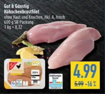 diska Gut & Günstig Hähnchenbrustfilet 600g Angebot