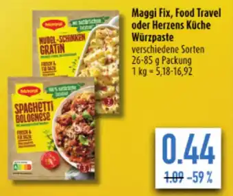 diska Maggi Fix, Food Travel oder Herzens Küche Würzpaste verschiedene Sorten 26-85 g Packung Angebot