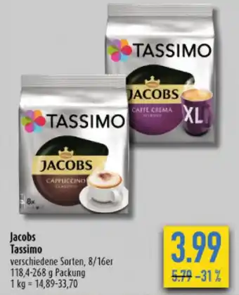 diska Jacobs Tassimo 118,4-268 g Packung Angebot