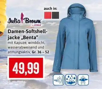 Stolz Julia Brown Damen-Softshell- jacke,,Benta" mit Kapuze, winddicht, wasserabweisend und atmungsaktiv, Gr. 36-52 Angebot