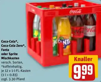 REWE Coca-Cola, Coca-Cola Zero, Fanta oder Sprite 12x1 L-Fl. Kasten Angebot