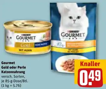 REWE Purina Gourmet Gold oder Perle Katzennahrung 85-g-Dose/Btl. Angebot