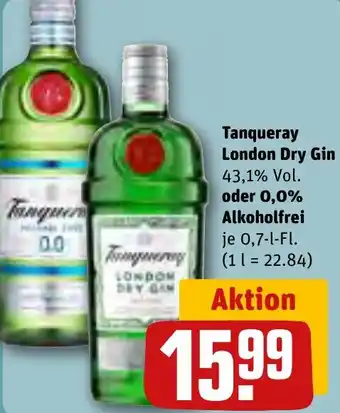 REWE Tanqueray London Dry Gin oder 0,0% Alkoholfrei 0,7 L-Fl. Angebot