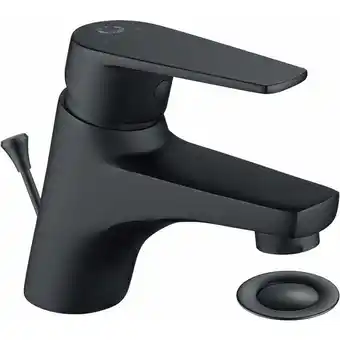 ManoMano Wasserhahn Bad Schwarz, Waschtischarmatur mit Zugstange Ablaufgarnitur, Mischbatterie Waschbecken, Wasserhahn Badezimmer, Arm Angebot