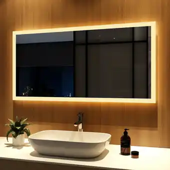 ManoMano Badspiegel mit led Beleuchtung 120x60cm Badezimmerspiegel Wandschalter, Warmweiß Licht 3000K - Meykoers Angebot