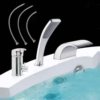 ManoMano 3 Loch Set Badewannenarmatur Wannenrand Hahn Chrom Armatur Wasserfall Handbrause Angebot