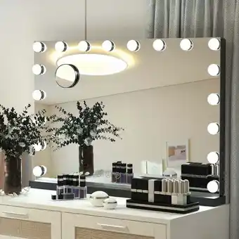 ManoMano Schminkspiegel Kosmetikspiegel Hollywood Spiegel Dimmbar mit 18 led Beleuchtung 3 Lichtfarben, Touchscreen und 10X Vergrößeru Angebot