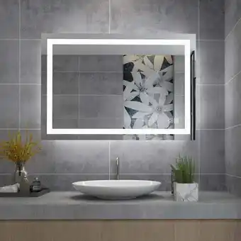 ManoMano Lisa Badspiegel mit Beleuchtung led Badezimmerspiegel Wandspiegel mit Touch Beschlagfrei Dimmbar IP44, D:90x60cm+Steckdose Angebot