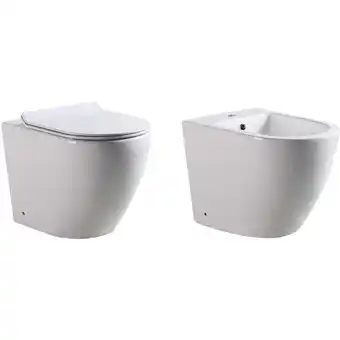 ManoMano Paar bodenstehende Sanitär rund set wc Toilette Bidet Bad Keramik mod. Ideal Angebot