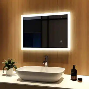 ManoMano Badspiegel mit Beleuchtung 70x50 Badezimmerspiegel Kaltweiß led Energie Wandspiegel mit Touchschalter, Beschlagfrei - Meykoer Angebot