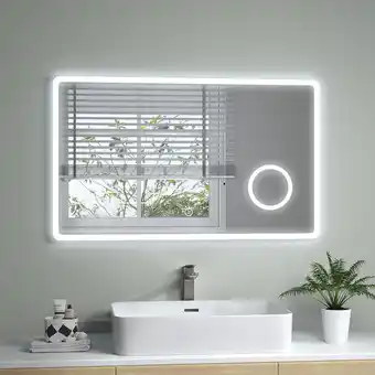 ManoMano Led Badspiegel Badezimmerspiegel mit Beleuchtung Wandspiegel mit Touchschalter,3-fach Vergrößerung,Energiesparend,IP44, 60x10 Angebot