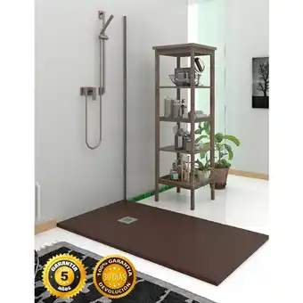 ManoMano Rechteckige Duschwanne aus Harz mit mineralische Ladung - Rutschfest. Extraflache Schiefer Struktur Braun 100X100 Ral 8017 Angebot