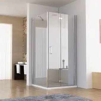 ManoMano Duschkabine 80x90 cm Eckig Dusche Falttür 80 mit Seitenwand 90 Duschwand nano Glas 185cm Angebot