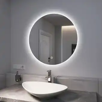 ManoMano Badspiegel mit Beleuchtung Rund Rahmenloser led Badezimmerspiegel ф70cm (Kaltweißes Licht, Touch-Schalter) - Emke Angebot