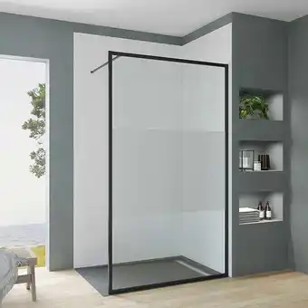 ManoMano Glas Duschwand Walk in Duschtrennwand Dusche 100x203 cm Schwarz Vollrahmen 8mm Einscheibensicherheitsglas, Teilsatiniert, 90° Angebot