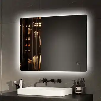 ManoMano Badspiegel led Badspiegel 80x60cm Badezimmerspiegel mit Kaltweißer Beleuchtung Touch-schalter und Beschlagfrei Energie sparen Angebot