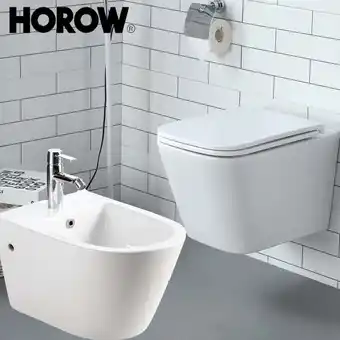 ManoMano Toilette Wand Hänge wc Keramik Bidet Toilette WC-Sitz Spülrandlo Softclose - Horow Angebot