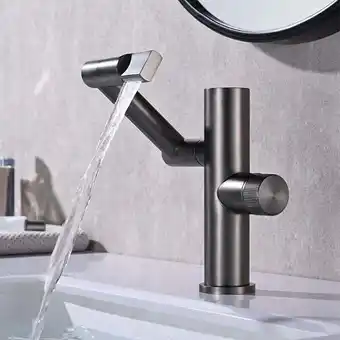 ManoMano Wasserhahn Bad Grau Modern Intelligent Drehbarer Waschtisharmatur mit LED-Anzeige Warmes und Kaltes Wasser Einhand Mischbatte Angebot