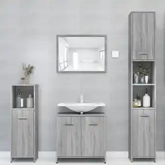 ManoMano Bonnevie - Badezimmer-Standschrank,Badezimmerschrank,Badmöbel Grau Sonoma 30x30x183,5 cm Holzwerkstoff -BNC18468 - Grau Angebot