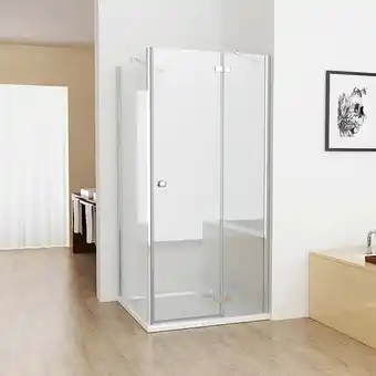 ManoMano Duschkabine Eckeinstieg 100x90 cm Dusche Falttür 100 mit Seitenwand 90 esg Glas 195cm - Miqu Angebot