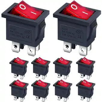 ManoMano 10 Stück Kippschalter, 2 Positionen, 4-poliger DPST-Ein/Aus-Schalter mit roter led, 6 a, 250 v ac, für Auto, lkw, Boot, Haush Angebot