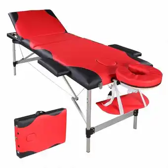 ManoMano Lit de beauté, pieds en cuir pvc et aluminium, 84 pouces, pliable, réglable en hauteur, rouge et noir Angebot