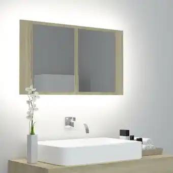 ManoMano LED-Bad-Hängeschränke - Badezimmer Spiegelschrank Sonoma-Eiche 80x12x45 cm Acryl -BNC99661 - Braun Angebot