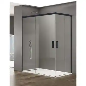 ManoMano Basic Duschkabine 2+2 ohne Bodenprofil 5 Farben 2 Glasarten 6mm in Aluminium Schwarzes-profil 120x90 cm Transparentes glas -  Angebot