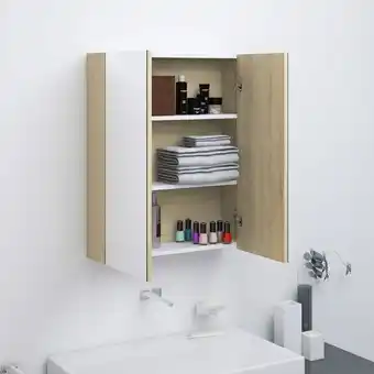 ManoMano Bad-Hängeschränke - Badezimmer Spiegelschrank 60x15x75 cm mdf Weiß und Eiche-Optik -BNC28662 - Weiß Angebot