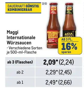 METRO Maggi Internationale Würzsaucen je 500-ml-Flasche Angebot