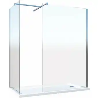 ManoMano Doppelte Walk-in Duschwand mit T-förmigem oberen Stützarm 8 mm Glas Reversibel CM.80 Glas + Glas 100 Angebot