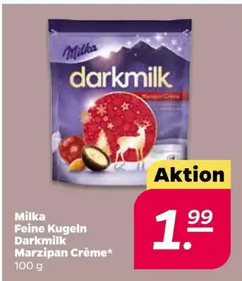 NETTO Milka feine kugeln darkmilk marzipan crème Angebot