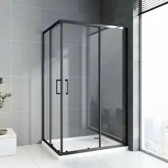 ManoMano Duschkabine 75x80x185cm Schwarz Schiebetür Duschwand Eckeinstieg Duschabtrennung Dusche 6mm esg Glas Angebot